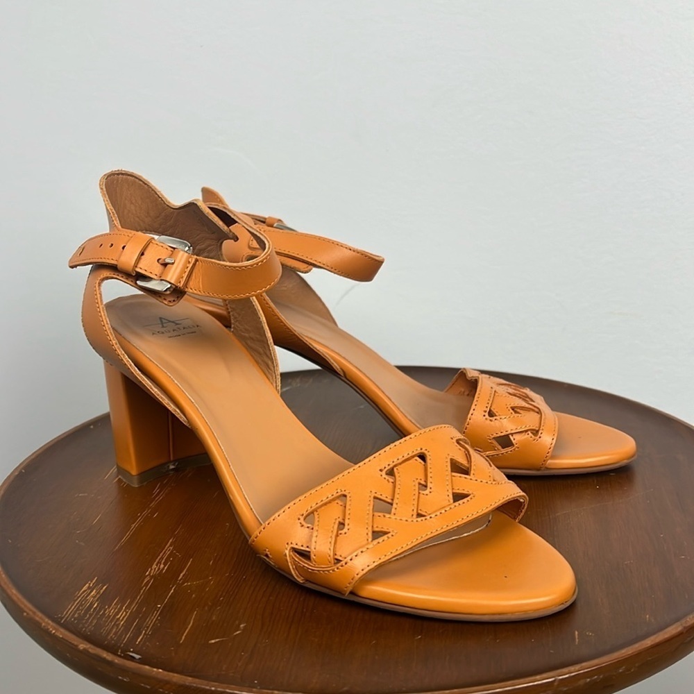 Aquatalia Samara block heel brown sandal women’s size 10